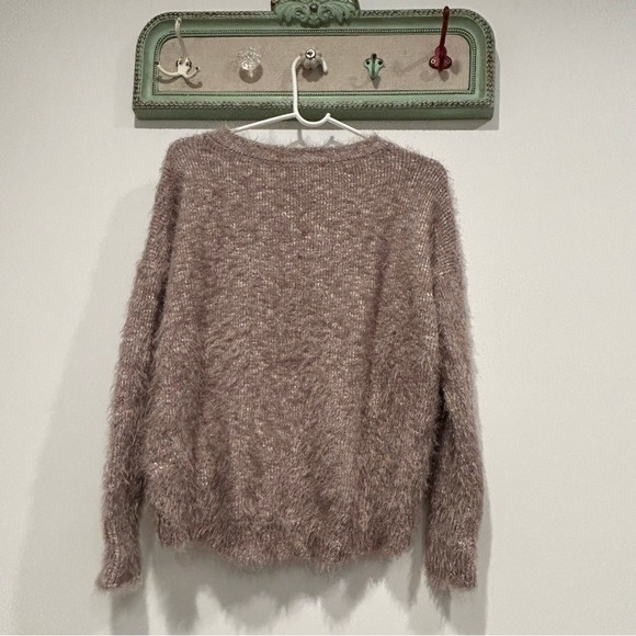 Express fuzzy grey black velvet lace front pullover sweater women’s small - Picture 7 of 9